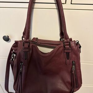 Elegant Burgundy Leather Tote Bag